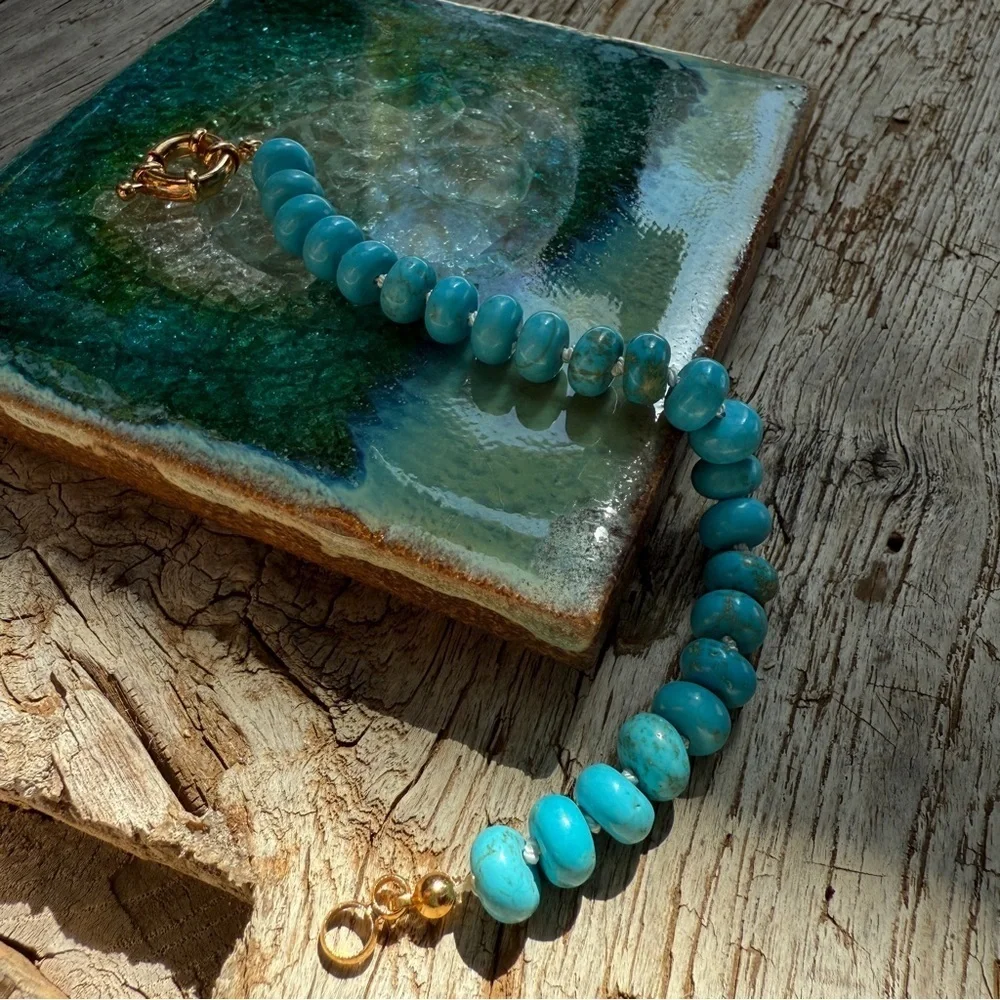 Turquoise Beaded Bracelet with Gold Filled Clasp
